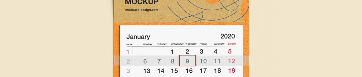 Free kraft wall calendar mockup