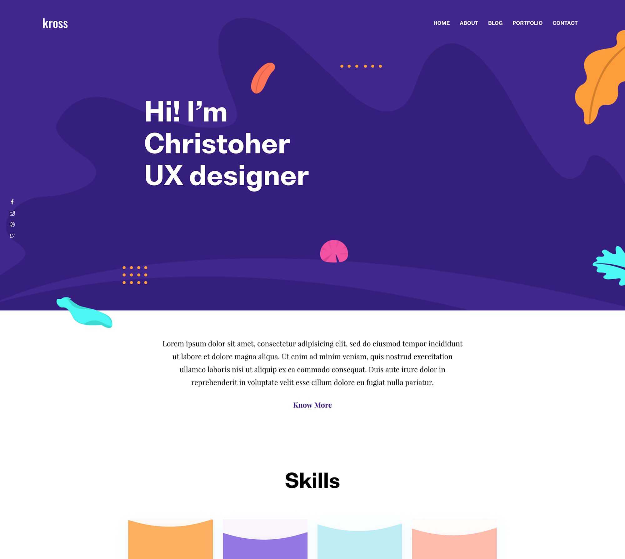 Free Kross Creative Portfolio Website Template (PSD)