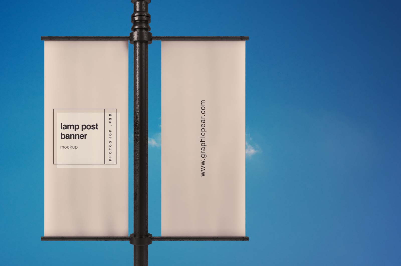 Free Lamp Post Banner Mockup (PSD)