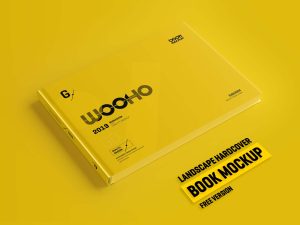 Free Landscape Hardcover Book Mockup (PSD)