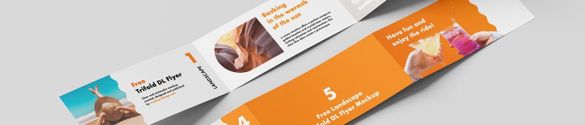 Free landscape trifold DL flyer mockup