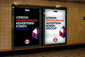 Free London Underground Ad Screen Mockup (PSD)