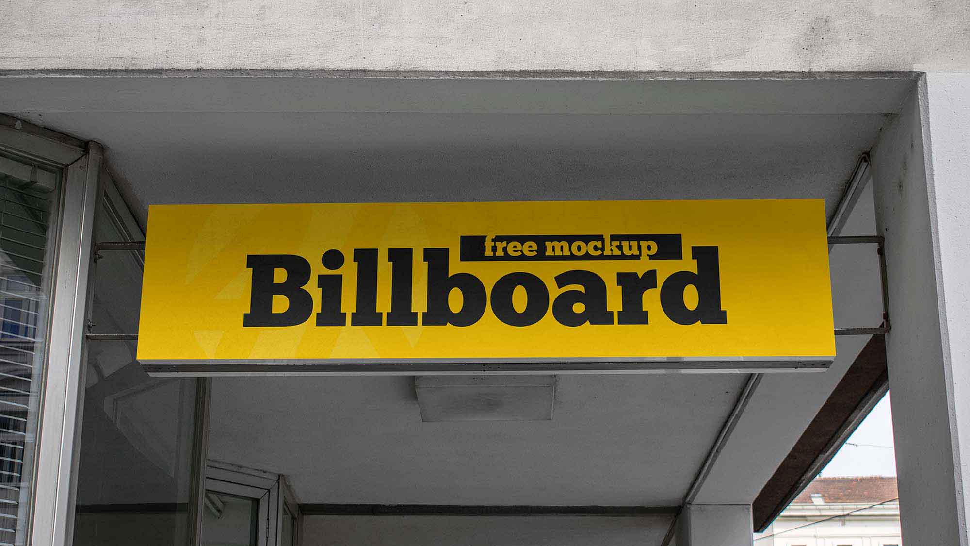 Free Long Rectangular Billboard Mockup (PSD)