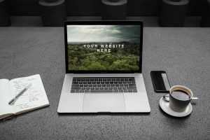 Free MacBook Pro Workspace Mockup (PSD)
