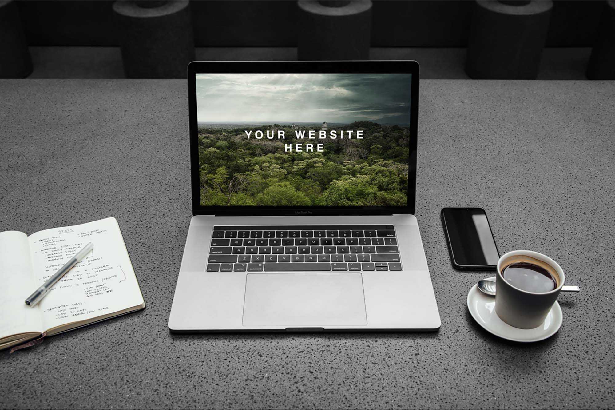 Free MacBook Pro Workspace Mockup (PSD)