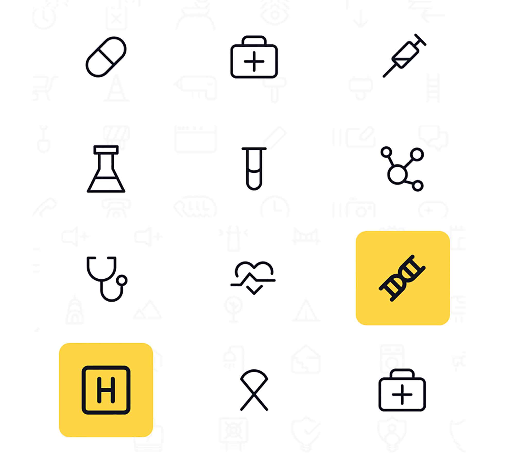 Free Medicine Line Icons (AI)