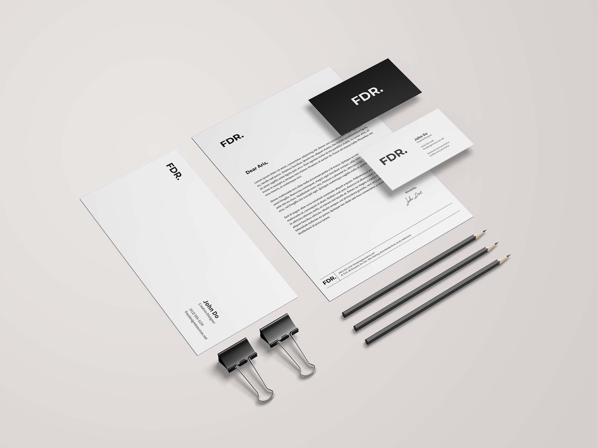 Free Minimalist Stationery Mockup (PSD)