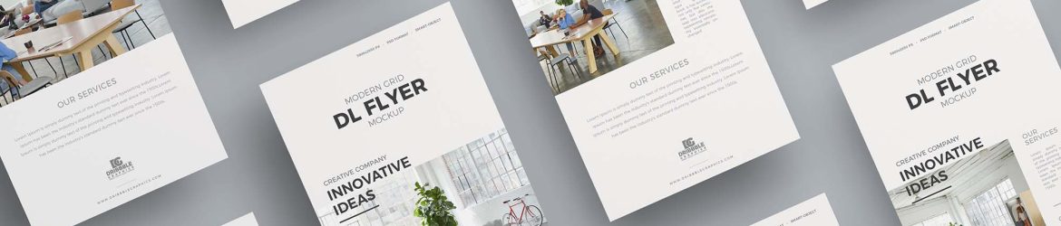 Free Modern Grid DL Flyer Mockup (PSD)