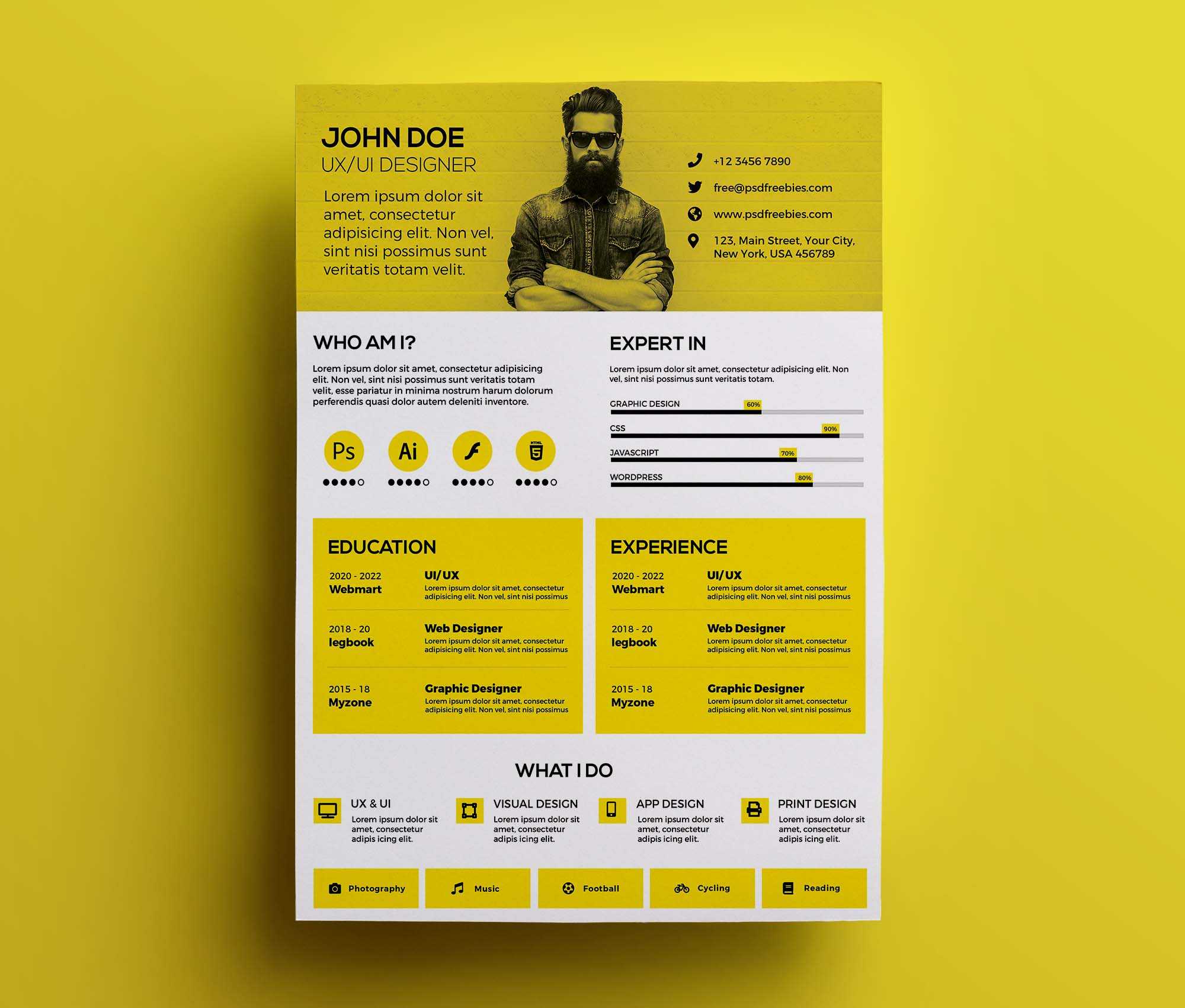 Free Modern Resume Design Template (PSD)
