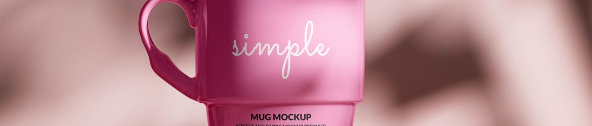 Free mug mockup with shadows on the background