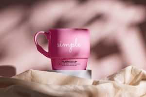 Free mug mockup with shadows on the background
