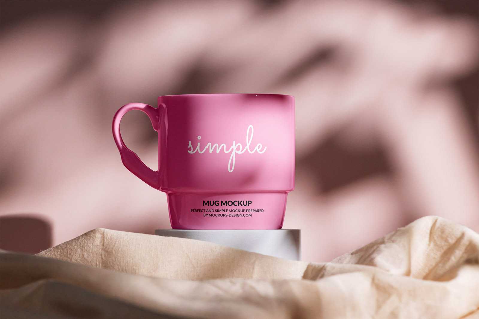 Free mug mockup with shadows on the background