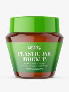 Free narrowing amber jar mockup