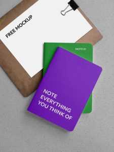 Free Notebooks with Clipboard Mockup (PSD)
