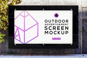 Free Outdoor Advertising Screen Mockup (PSD)