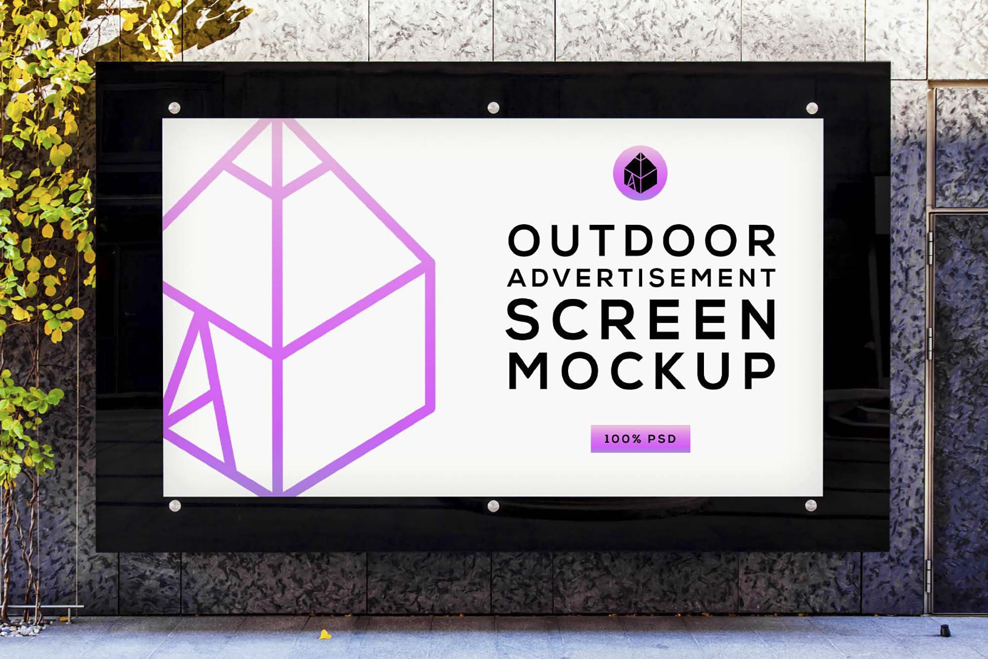 Free Outdoor Advertising Screen Mockup (PSD)