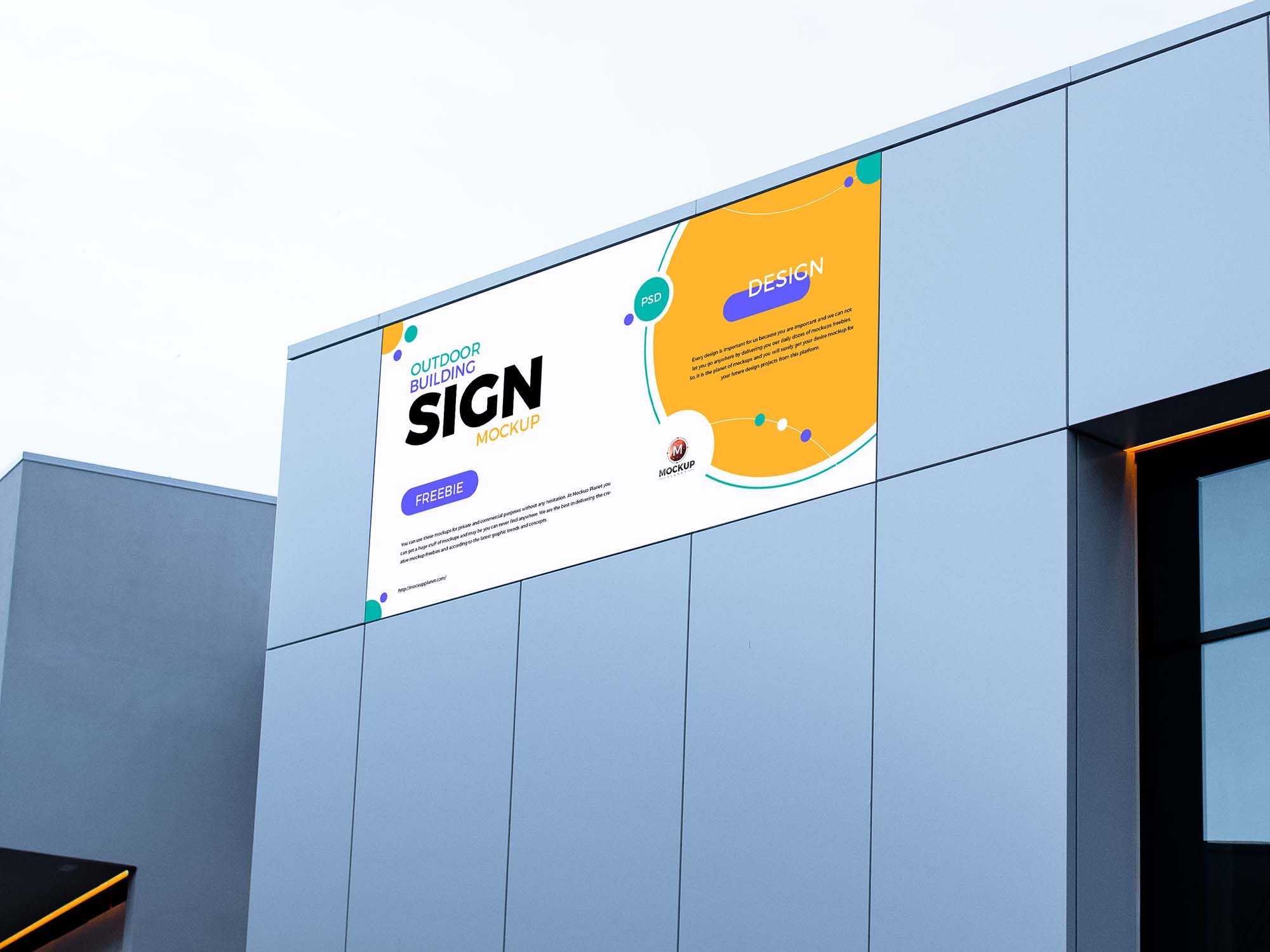 Free Outdoor Building Sign Mockup (PSD)