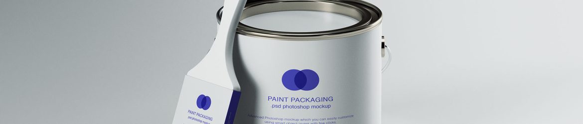 Free Paint Can & Brush Packaging Mockup (PSD)