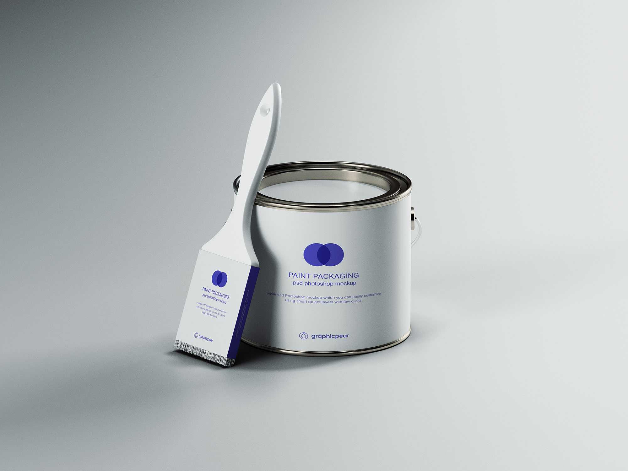 Free Paint Can & Brush Packaging Mockup (PSD)