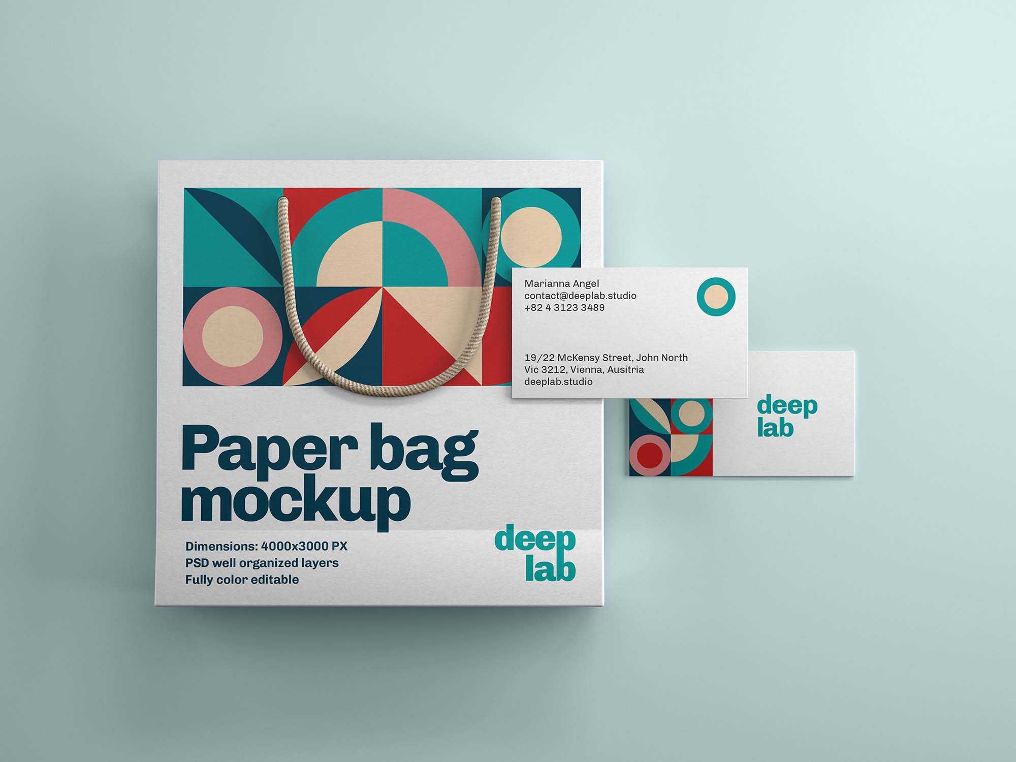 Free Paper Bag & Business Card Branding Mockup (PSD)