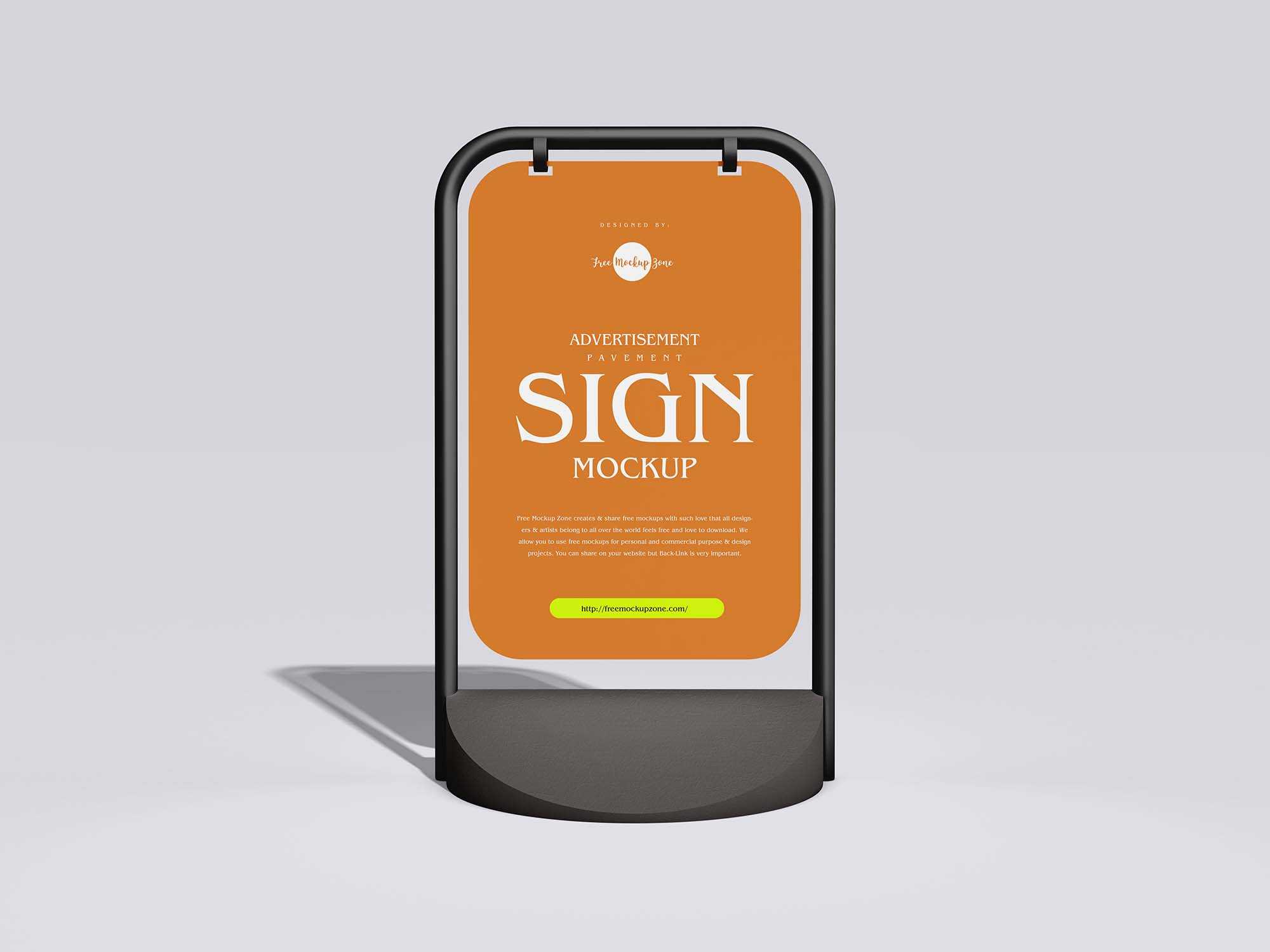 Free Pavement Sign Mockup (PSD)