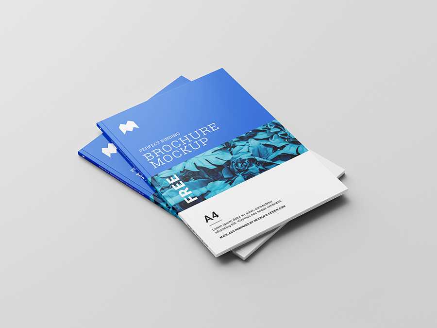 Free perfect binding brochure mockup