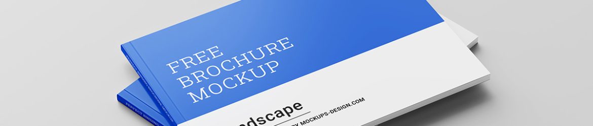 Free perfect binding landscape brochure mockup