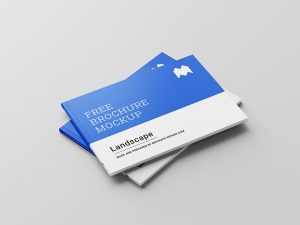 Free perfect binding landscape brochure mockup