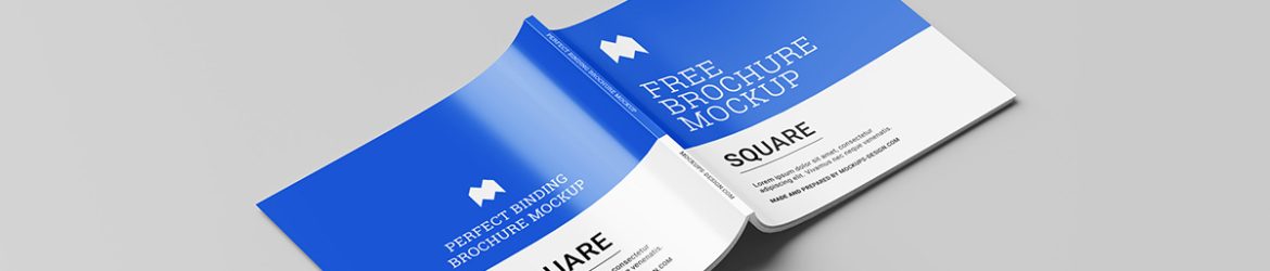 Free perfect binding square brochure mockup