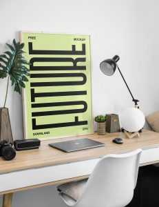 Free Picture Frame on Desk Mockup (PSD)