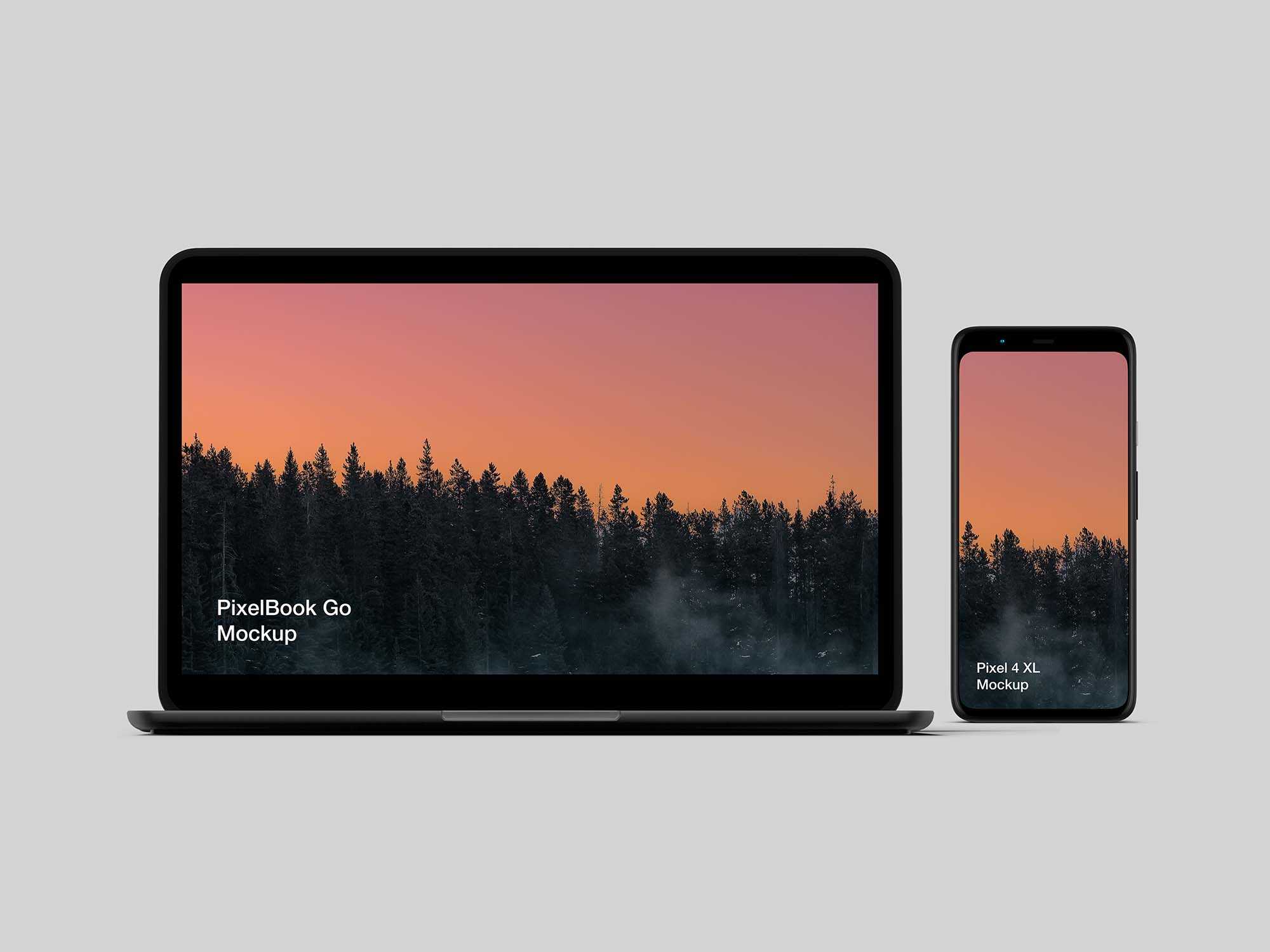 Free Pixel 4 and PixelBook Go Mockup (PSD)