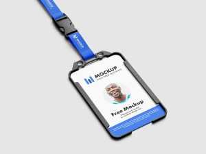 Free plastic ID holder mockup