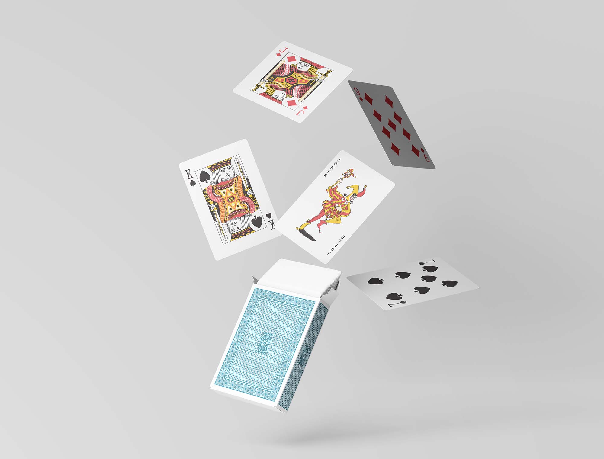Free Playing Cards with Box Mockup (PSD)