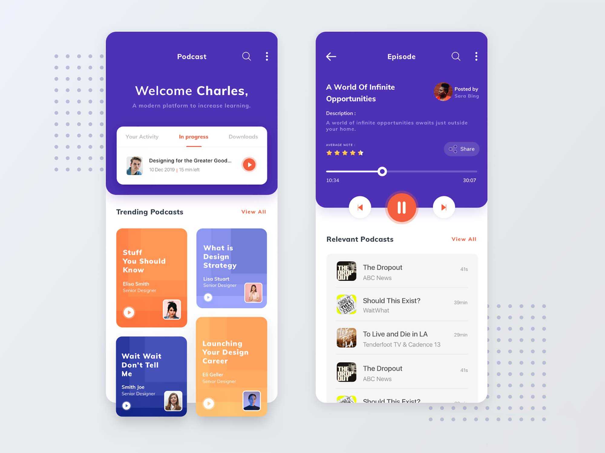Free Podcast App Exploration Template (Sketch)