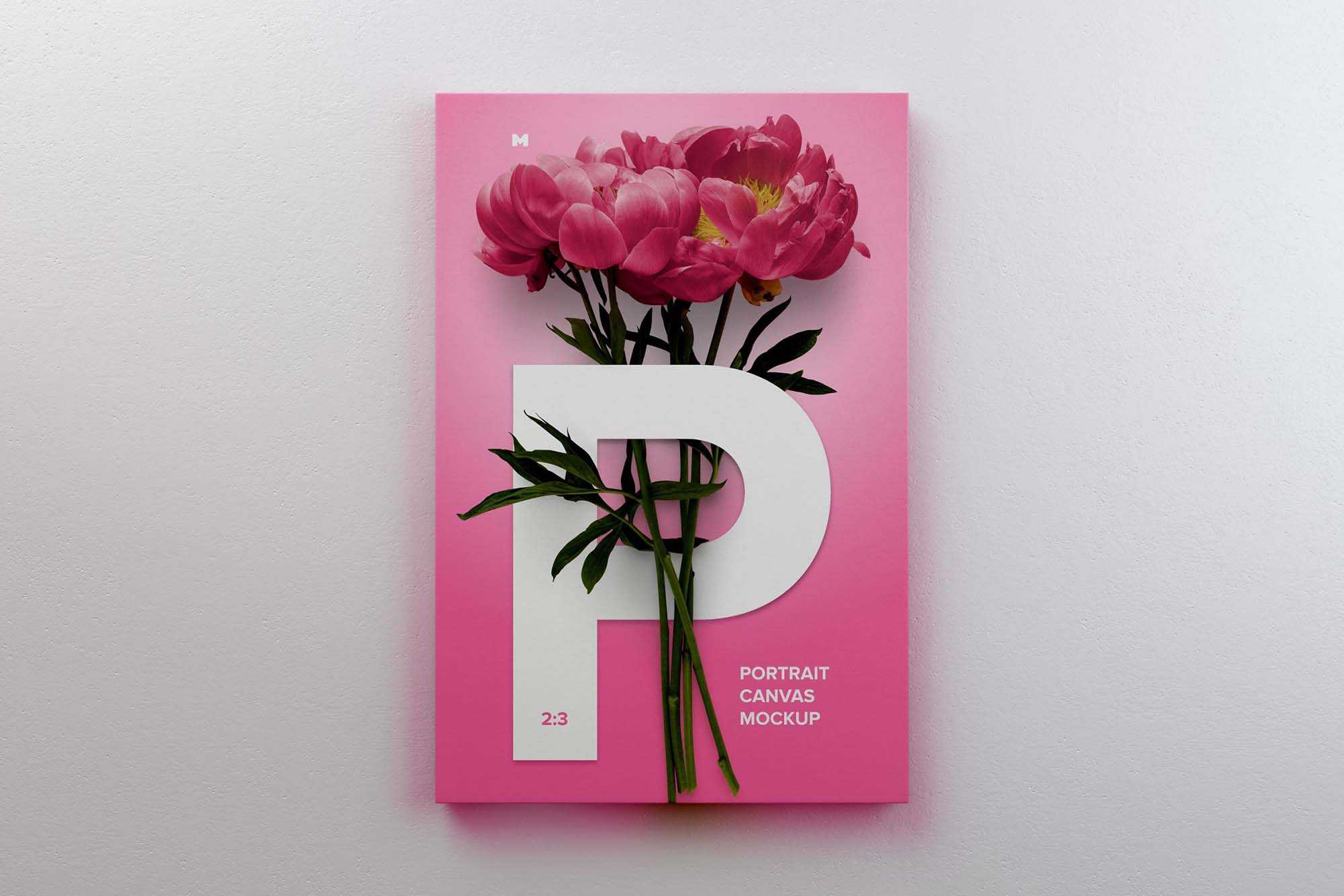 Free Portrait Canvas Poster Mockup (PSD)