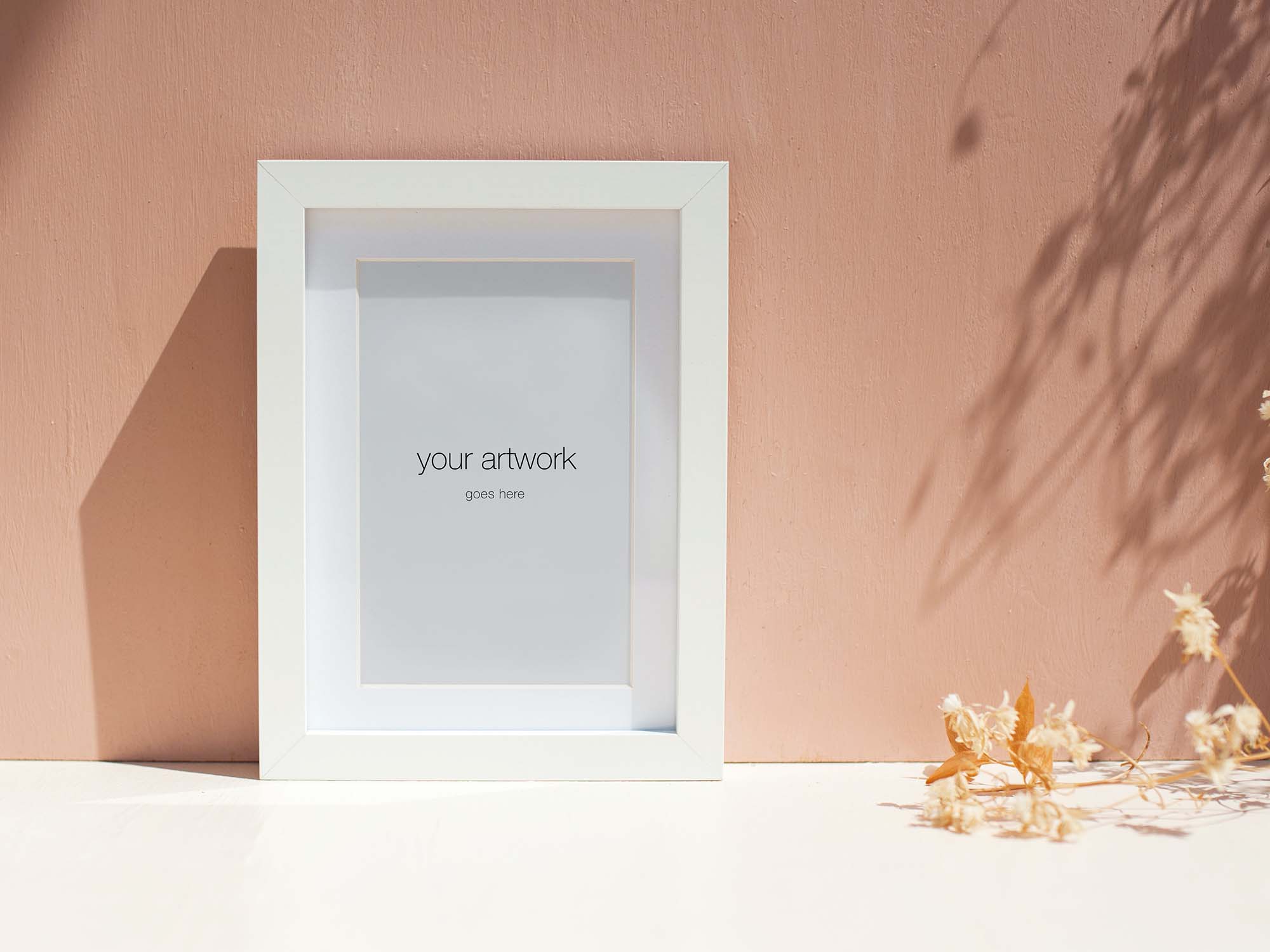 Free Portrait Wood Photo Frame Mockup (PSD)
