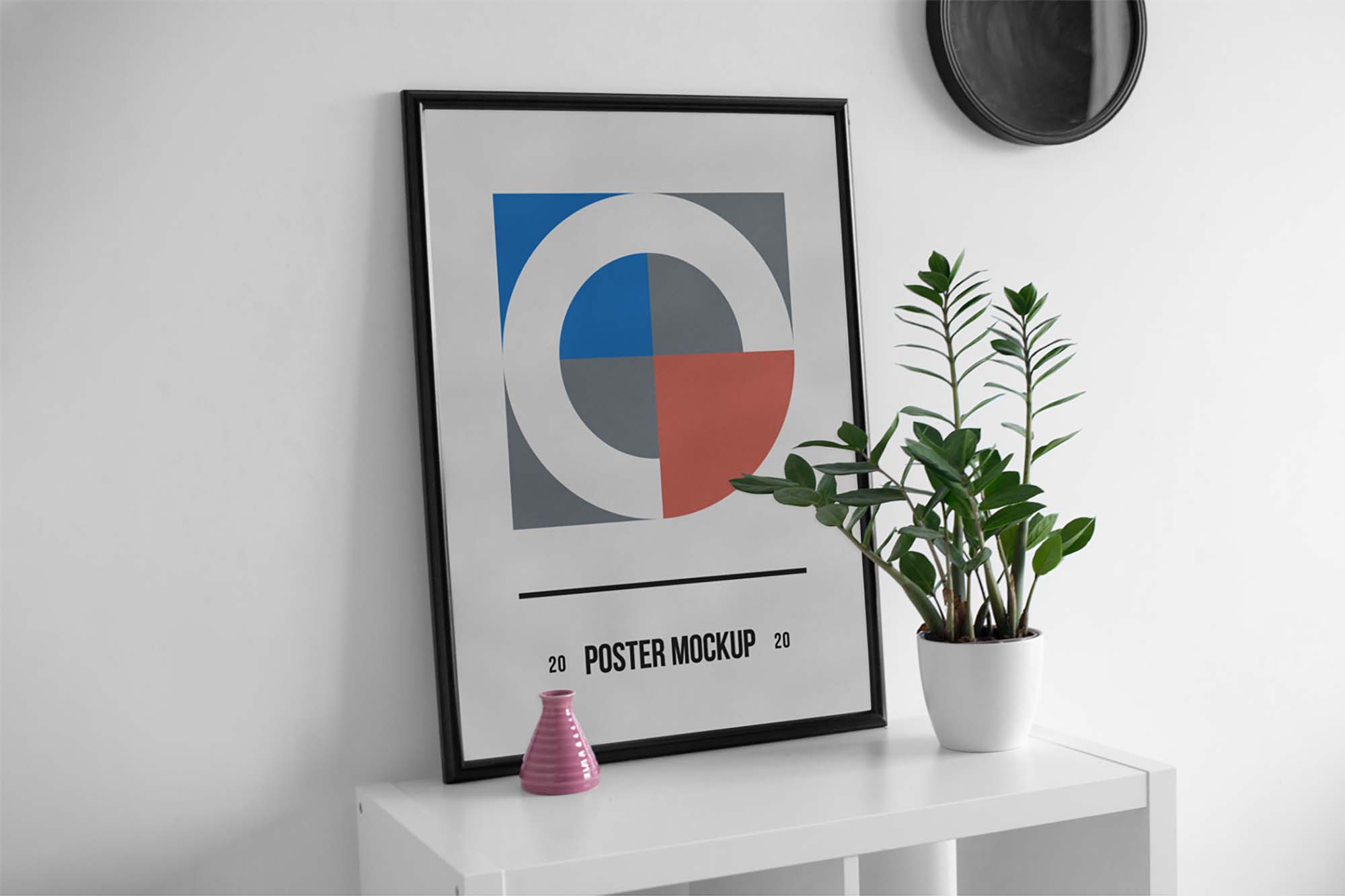 Free Poster on Desk Mockup (PSD)