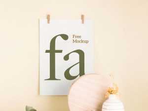 Free Poster with Clips Mockup (PSD)