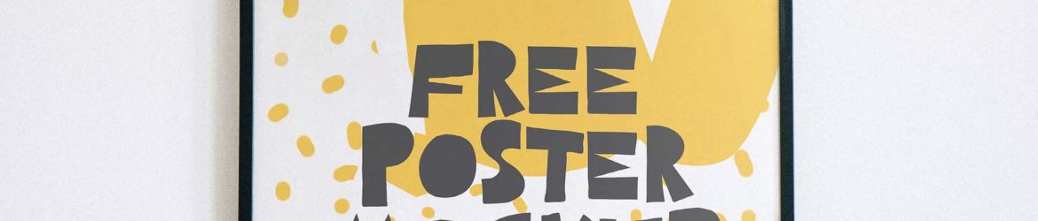 Free Poster with Pillows Mockup (PSD)