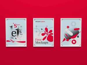 Free Posters on the Wall Mockup (PSD)