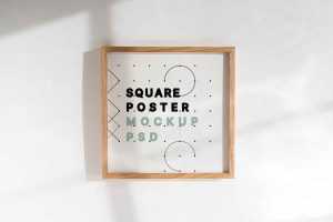 Free Professional Square Poster Mockup (PSD)