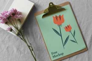 Free Realistic Paper Clipboard Mockup (PSD)