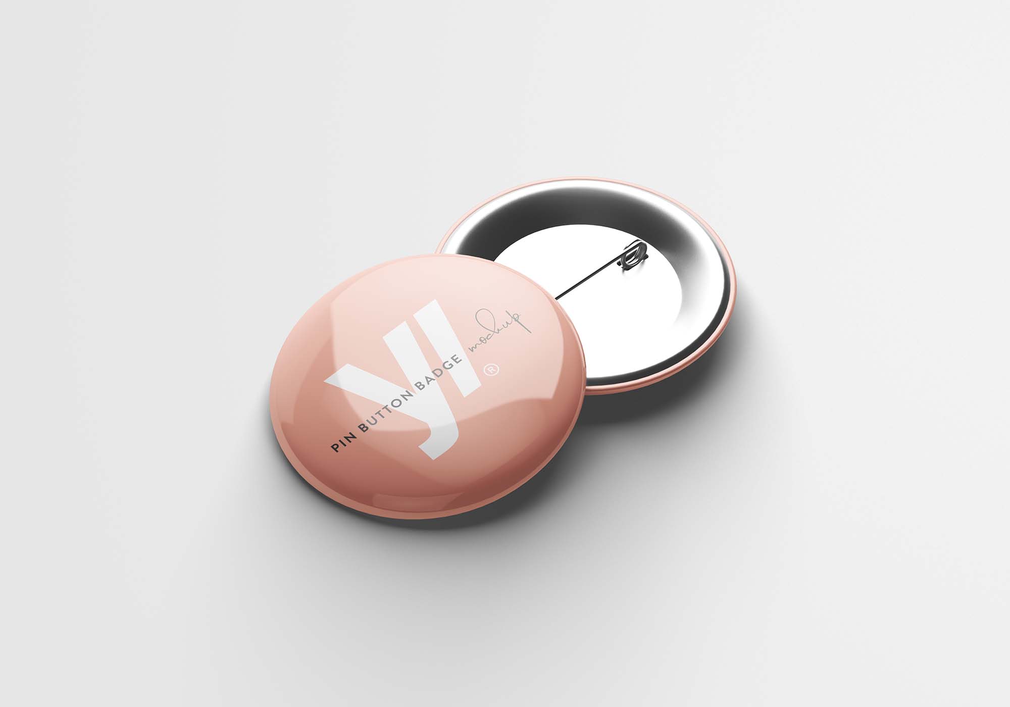 Free Realistic Pin Button Badge Mockup (PSD)