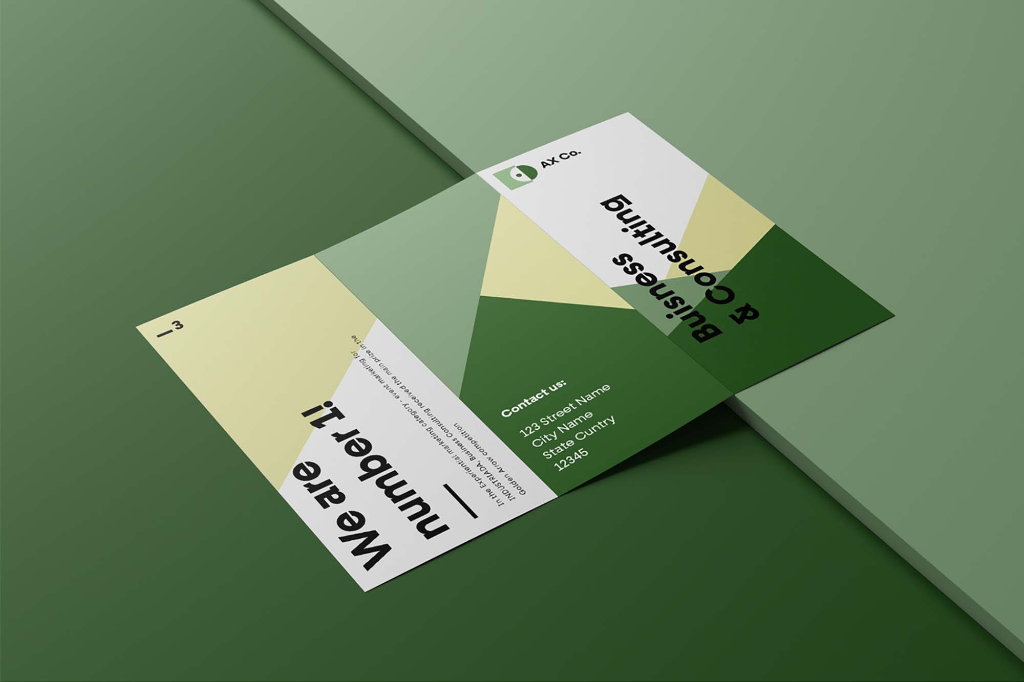 Free Realistic Trifold Brochure Mockup (PSD)