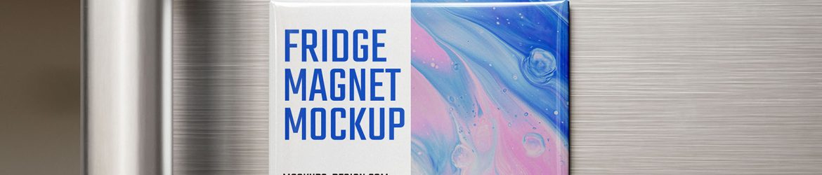 Free rectangle fridge magnet mockup