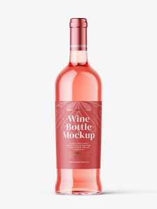 Free rose wine bottle mockup