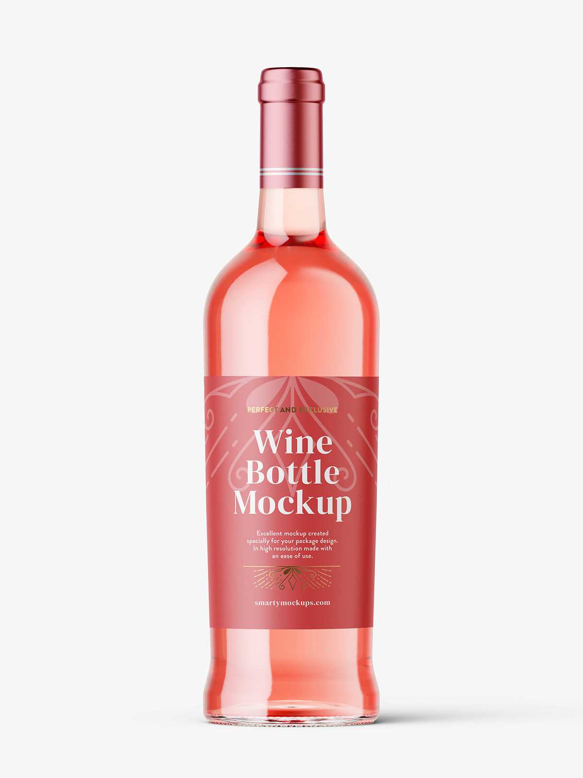 Free rose wine bottle mockup
