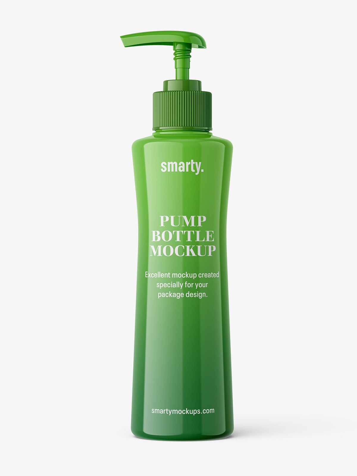 Free round bottle with pump mockup / glossy