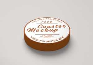 Free round coaster mockup