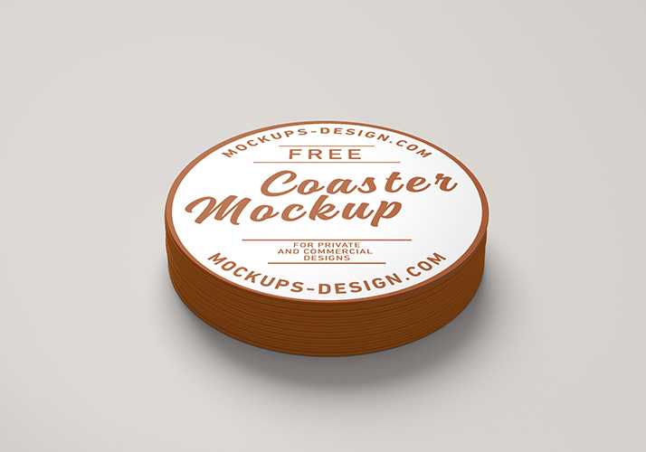 Free round coaster mockup